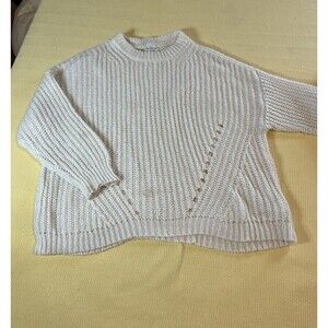 American Eagle Crochet Knit  Sweater XL Cream Chunky Textured Open Weave